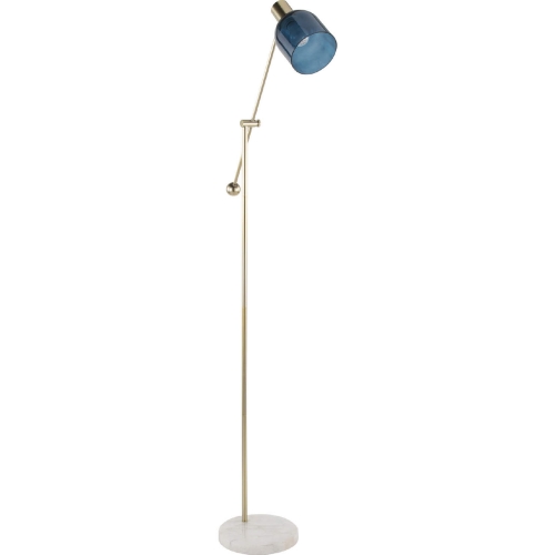 Marcel Floor Lamp in White Marble, Gold Metal & Blue Glass